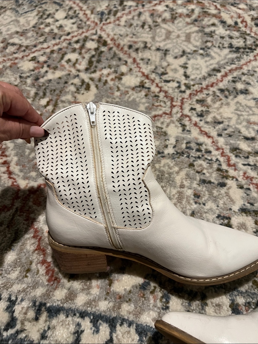 Mi.iM White Perforated Ankle Bootie with Side Zip